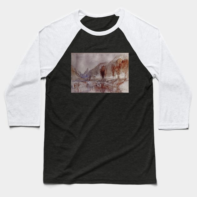 A Distant Castle with Poplar Trees beside a River Baseball T-Shirt by Art_Attack